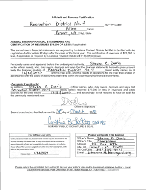 Fillable Online lla la Affidavit and Revenue Certification Ward One ...
