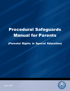 Fillable Online Procedural Safeguards Manual: Rights of Parents of ...