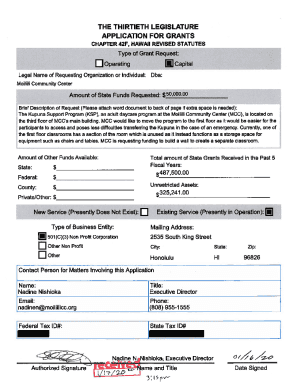 Fillable Online Apply for a Grant - Hawaii Community Foundation Fax
