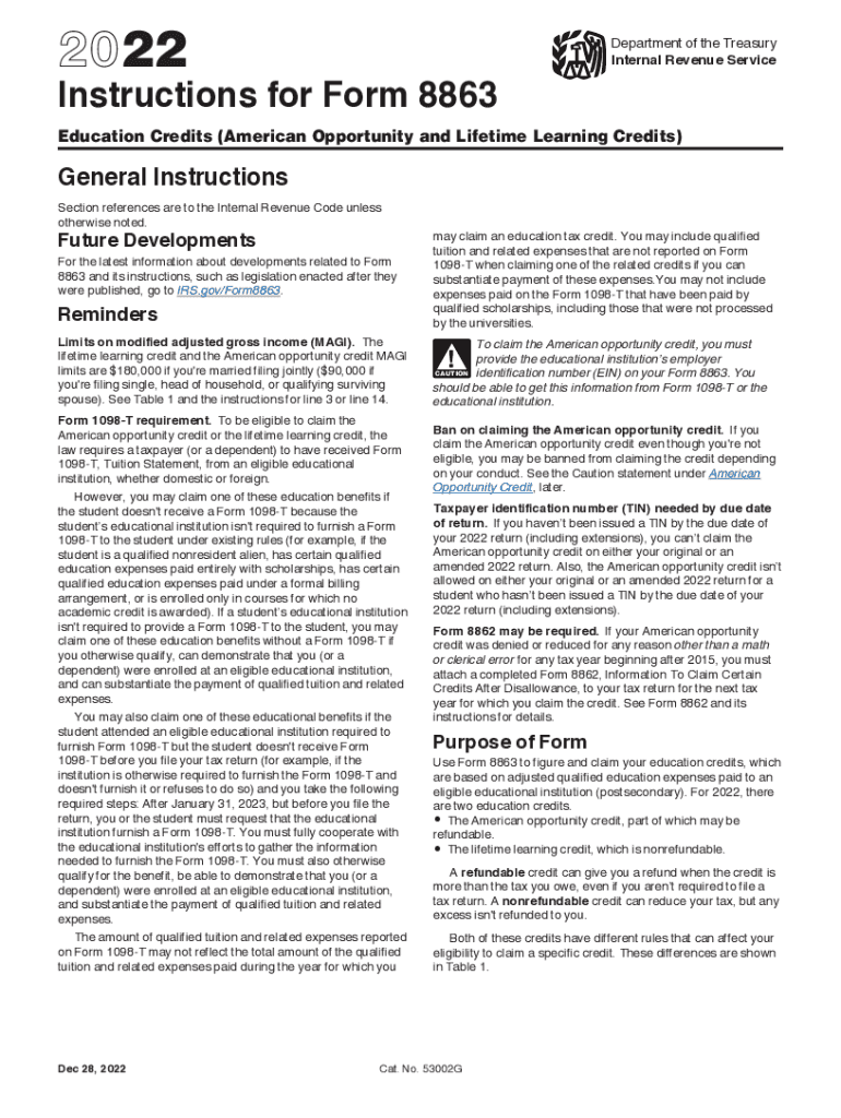 form 8863 Preview on Page 1