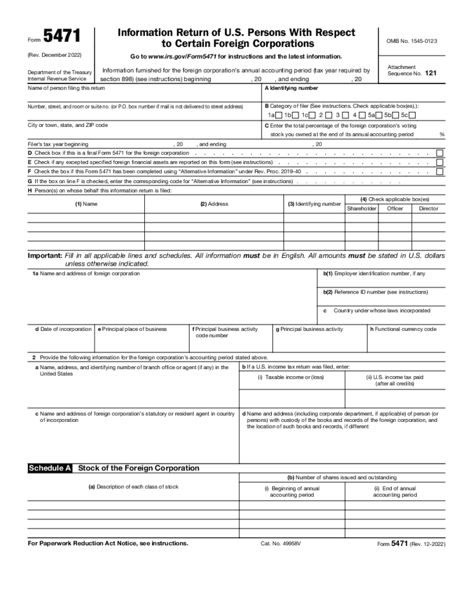 Form 5471 Instructions 2022-2023
