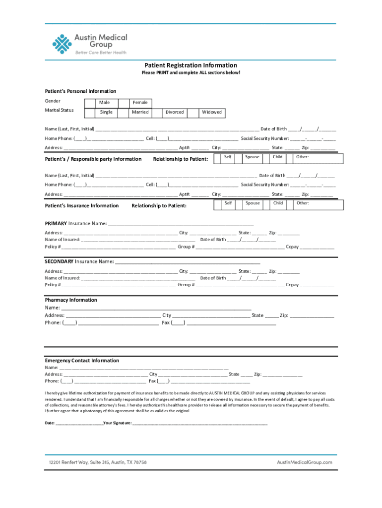 Fillable Online PATIENT REGISTRATION FORM Mount Sinai Fax Email Print pdfFiller