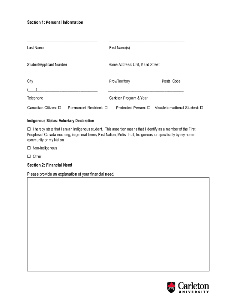 Fillable Online Joyce Family Foundation Bursaries for Indigenous