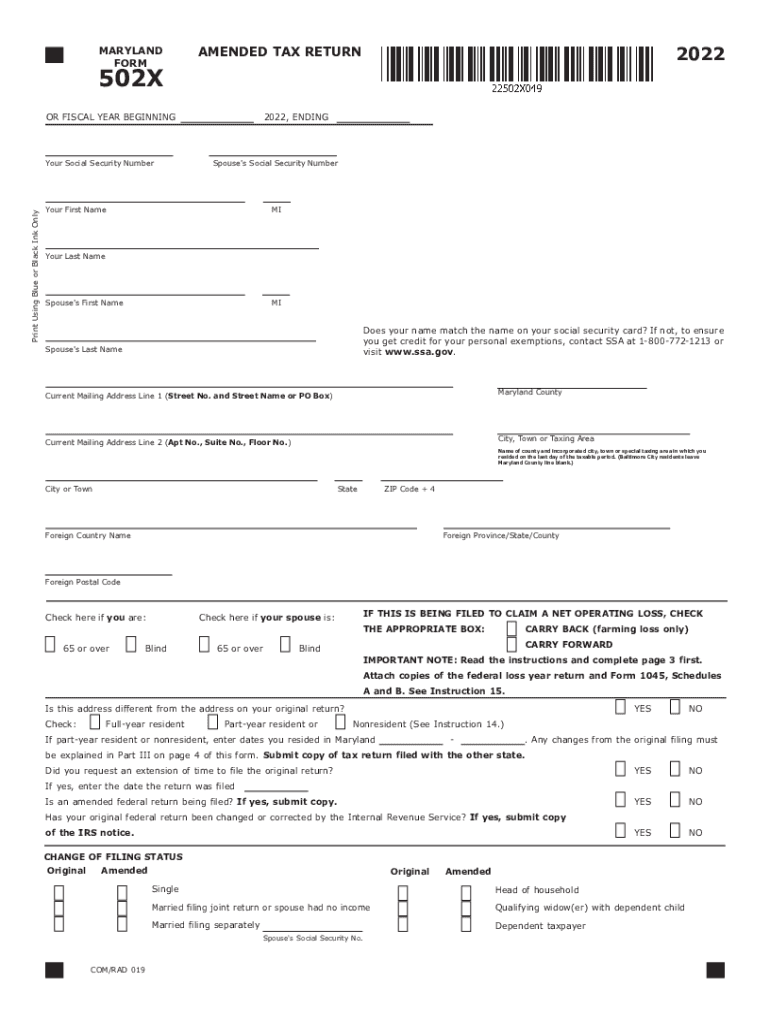 MD RESIDENT INCOME TAX RETURN - Marylandtaxes.gov Preview on Page 1.