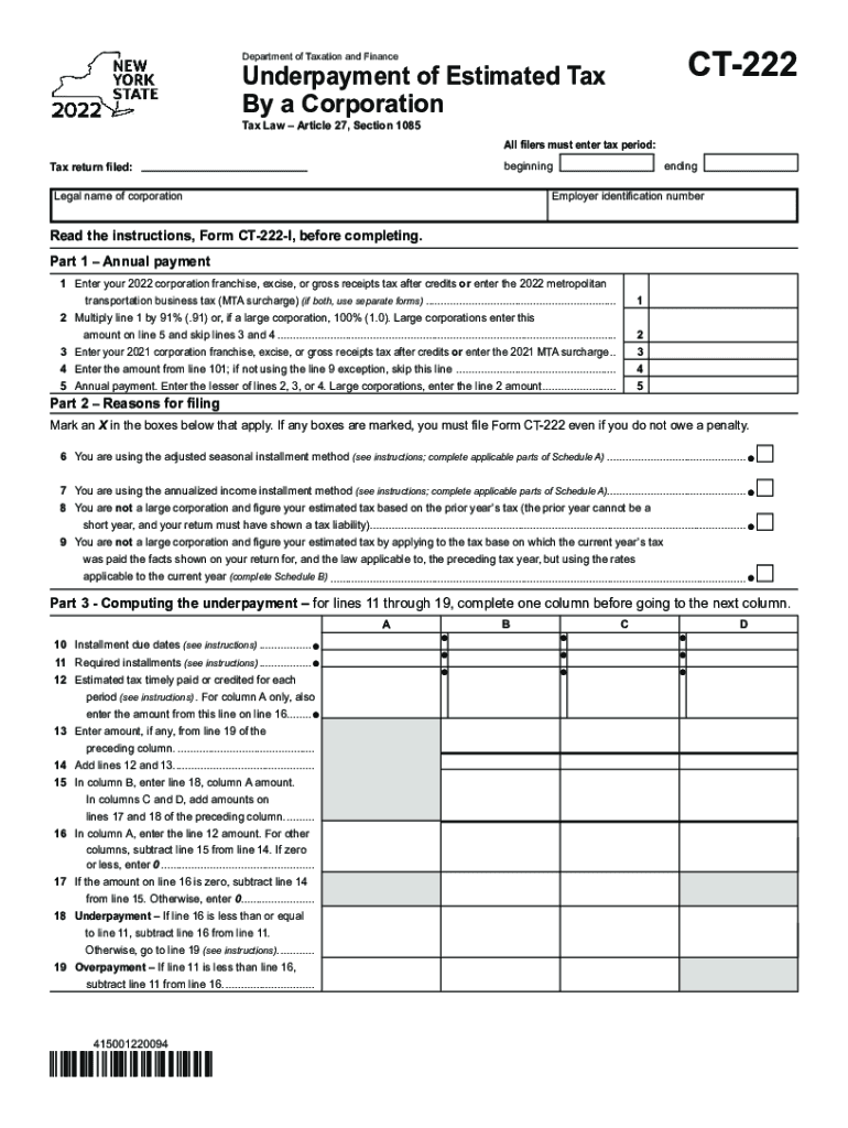 form ct 222 Preview on Page 1