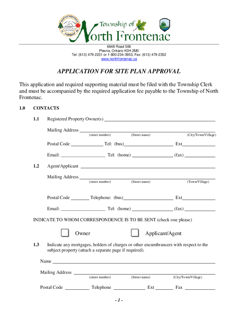 Fillable Online application for site plan approval Township of North