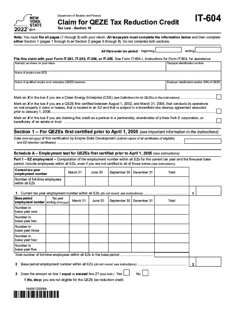 Instructions for Form CT-604 Claim for QEZE Tax Reduction ... Preview on Page 1