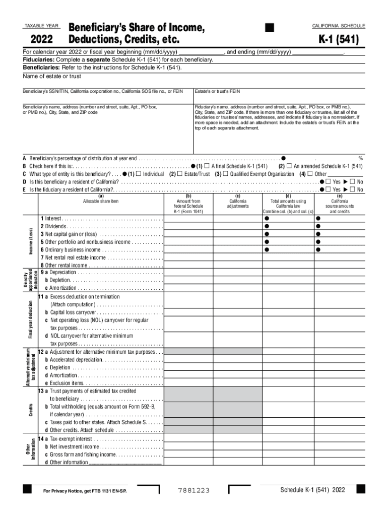 ca form 541 k 1 Preview on Page 1