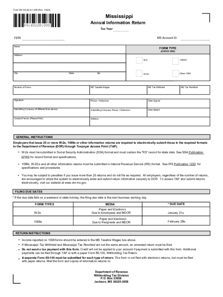 mississippi form 89 140 Preview on Page 1