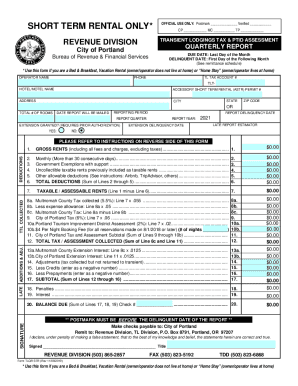 Portland Transient Lodgings Tax Quarterly Report