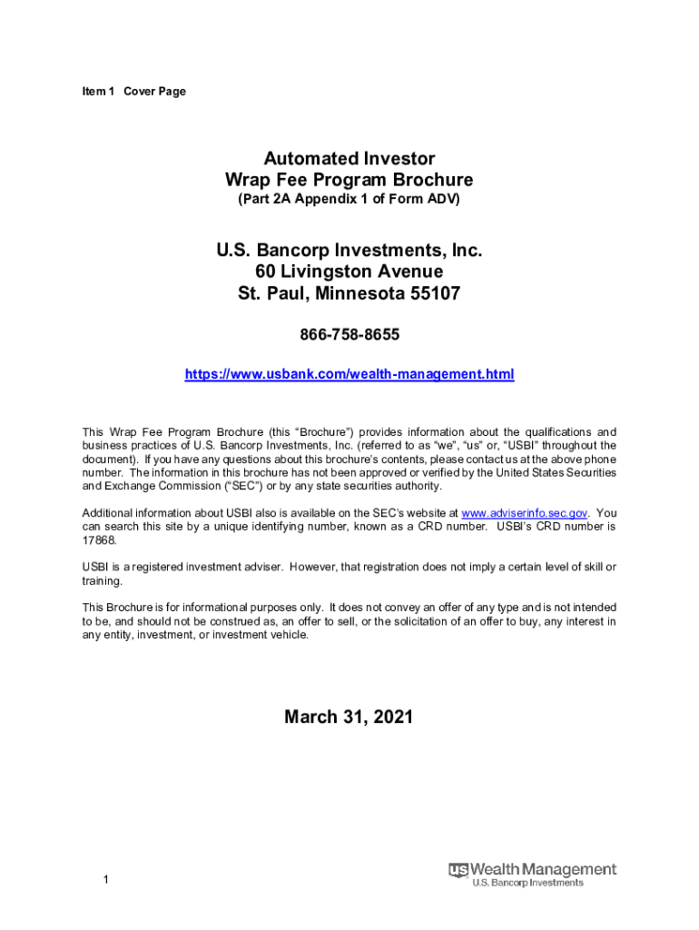 Fillable Online Form ADV Part 2A Appendix 1 Wrap Fee Program Brochure