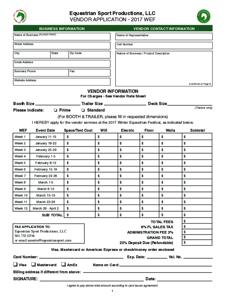 Fillable Online Equestrian Sport Productions, LLC Wellington, FL Fax