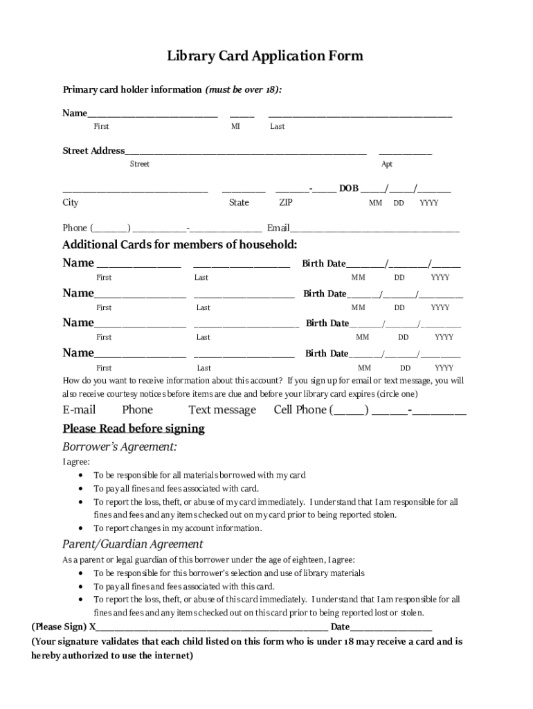 Fillable Online print a library card application form Fax Email Print ...
