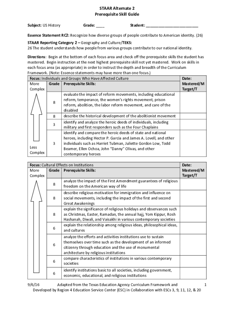 Fillable Online STAAR Alternate 2 Prerequisite Skill DecisionMaking