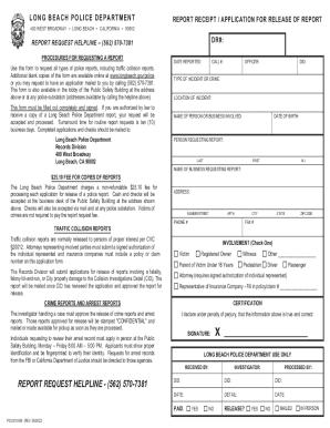Fillable Online Fillable Online LONG BEACH POLICE DEPARTMENT - City of ...