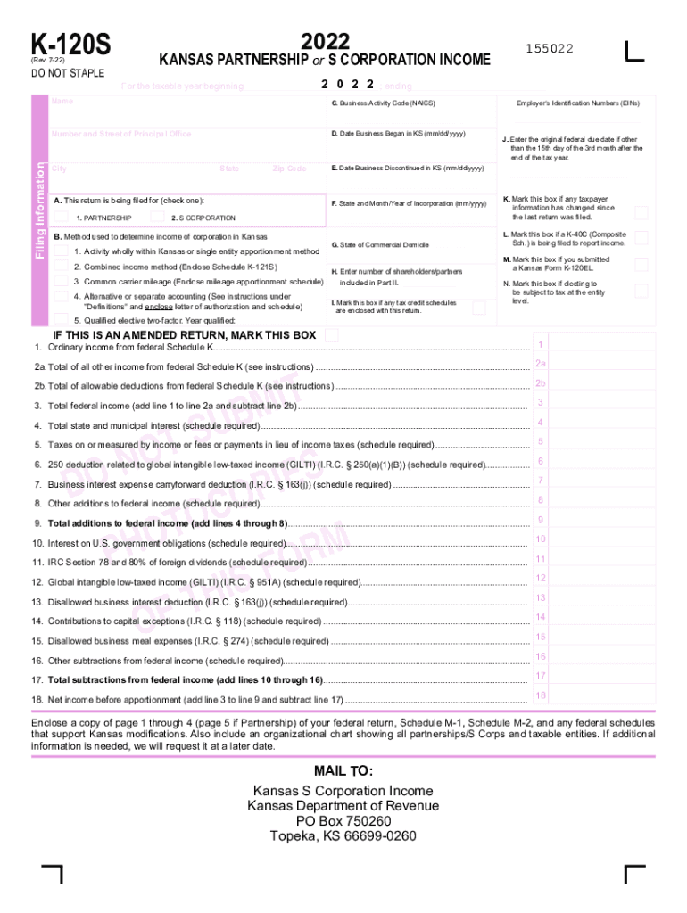 kansas form k 120 instructions Preview on Page 1