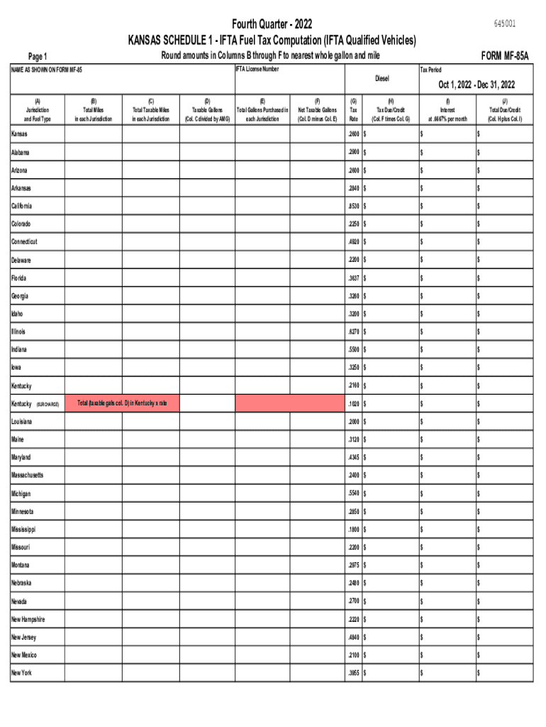 IFTA Inc 4thq2022 Gasoline - Kansas Department of Revenue Preview on Page 1
