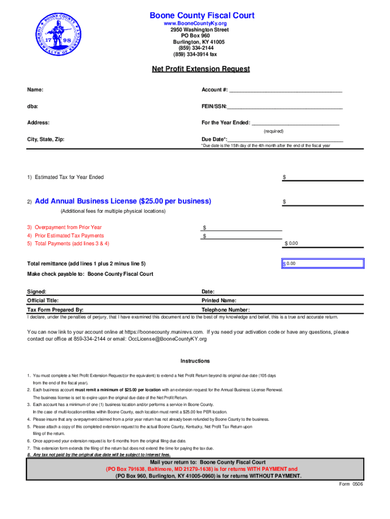 boone county net profit tax return 2022 Preview on Page 1