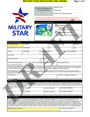 Fillable Online ( ) - MILITARY STAR APPLICATION -CRC 7429395 Page 1 of