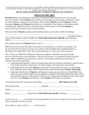 Fillable Online Sale of Chametz - Form - Beth Jacob Congregation of ...