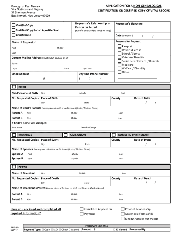 Fillable Online Department: City of Newark Certificates Fax Email Print ...