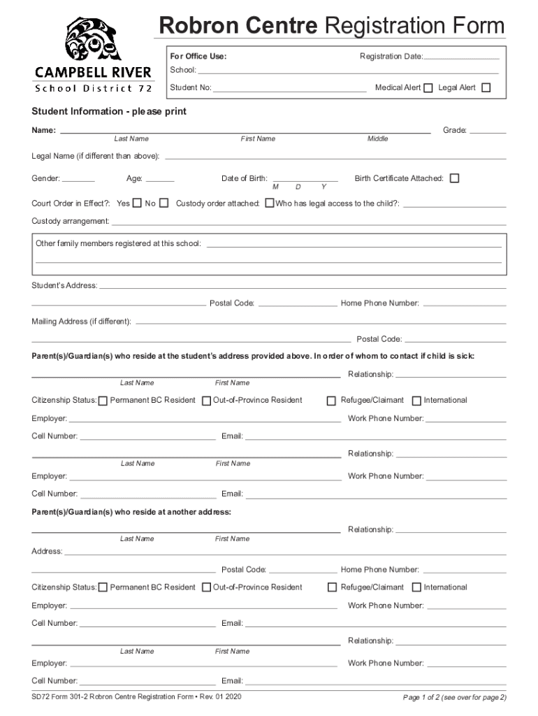 Fillable Online Student Registration Form New Holstein School