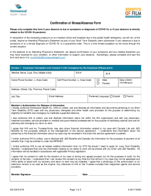 Confirmation of Illness/Absence Form - The City of Calgary