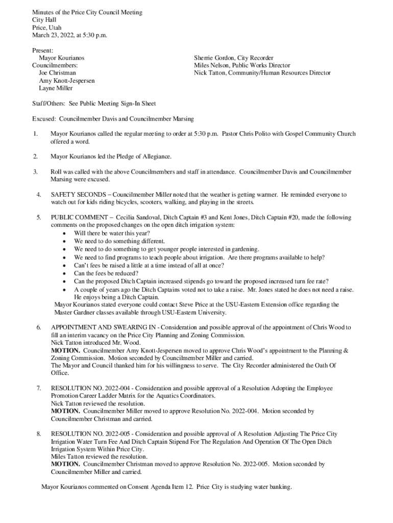 Fillable Online Mayor & City Council City of Durant, Iowa Fax Email