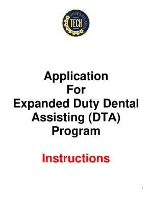 Fillable Online Application For Expanded Duty Dental Assisting (DAT ...
