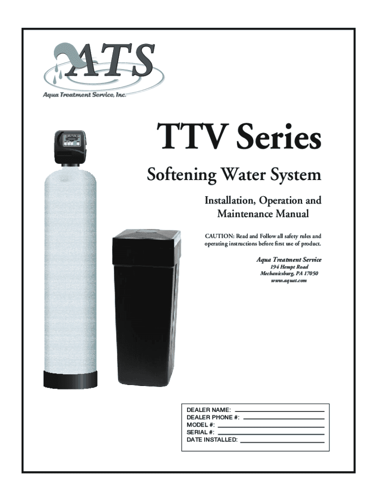 Fillable Online 05ATS Residential SoftenersATS2 Aqua Treatment