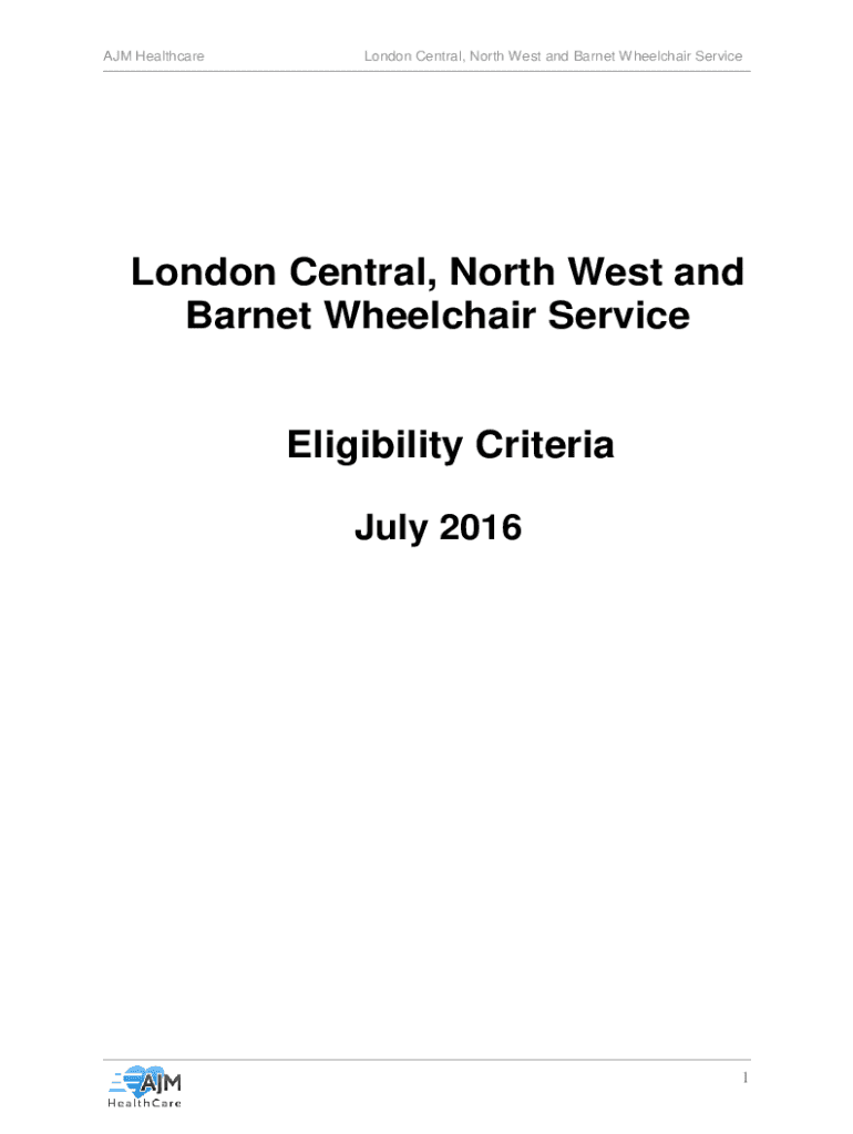 Fillable Online London Central, North West and Wheelchair Service Fax Email Print