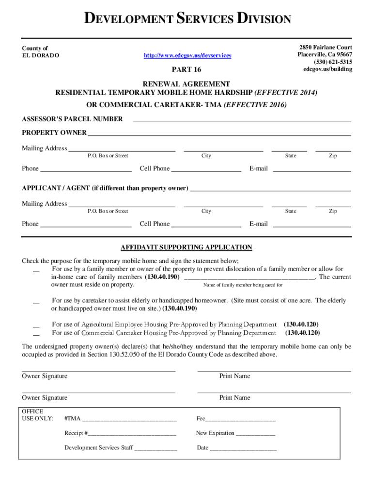 Fillable Online El Dorado County Building Department Appointments Outlook Fax Email Print