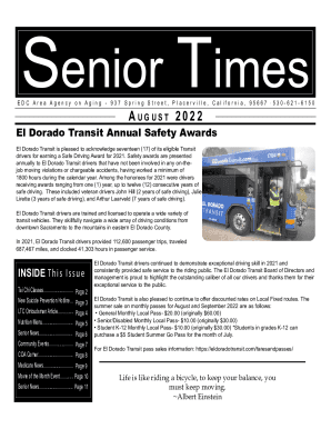 Fillable Online INSIDE This Issue El Dorado Transit Annual Safety ...