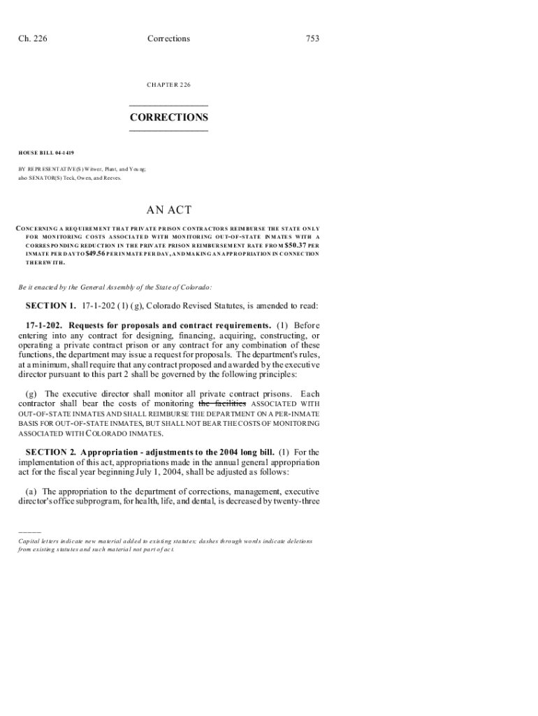 Fillable Online House Bill 1004 Department of correction Fax Email