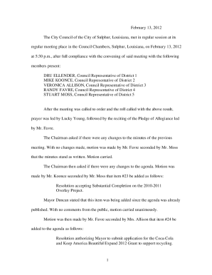 February 13, 2012 The City Council of the City of Sulphur ...