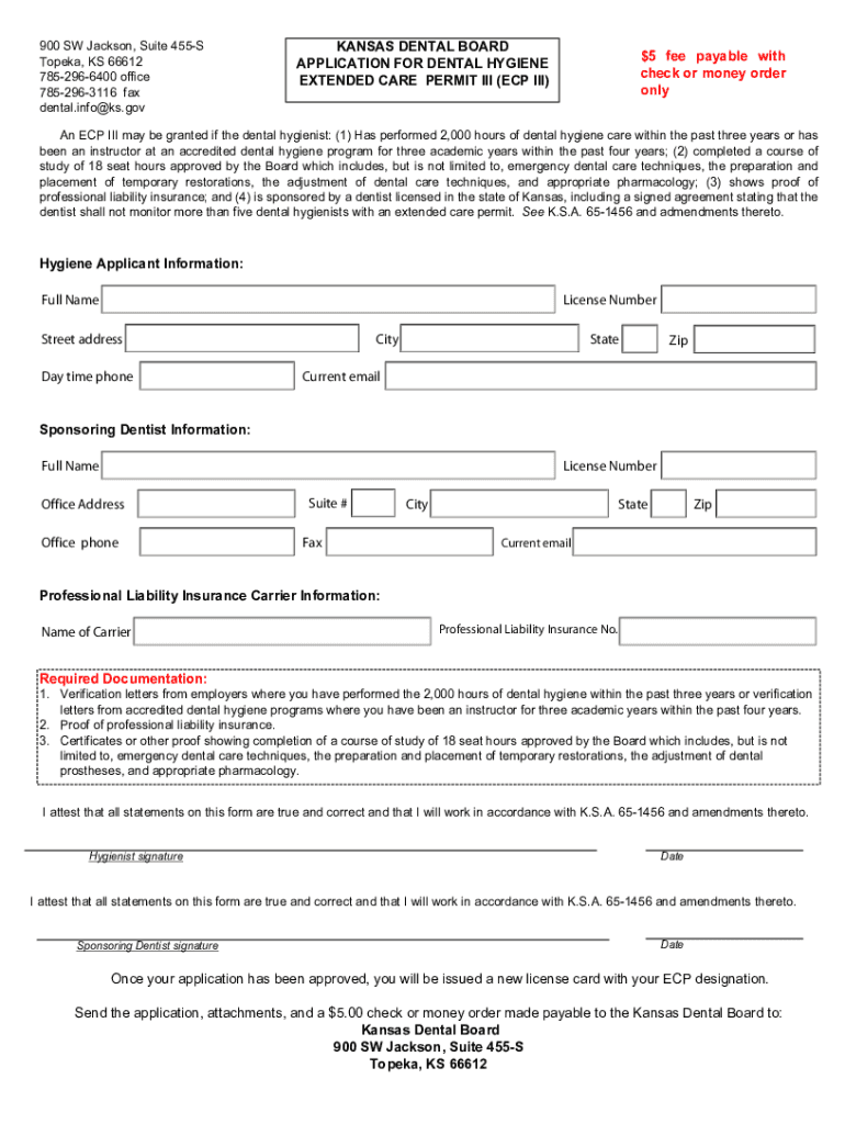Fillable Online Kansas Dental Board Fill Online, Printable, Fillable