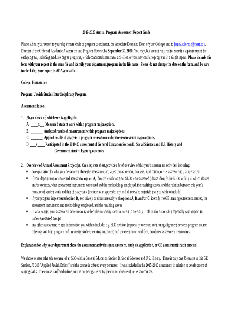 Program s California State University, Northridge Doc Template pdfFiller