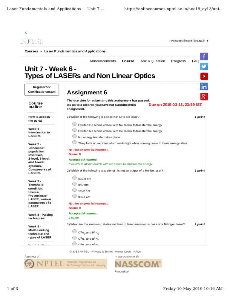 Fillable online types of lasers and non linear optics nptel online