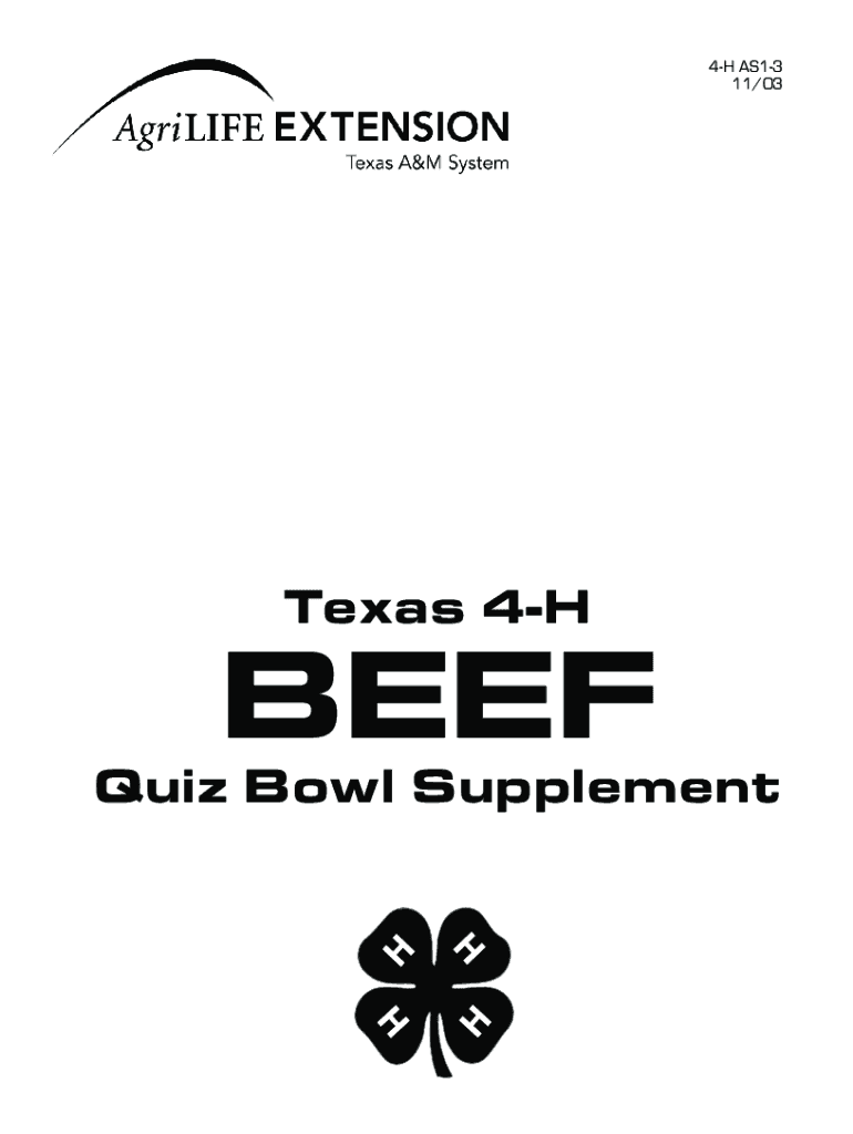 Fillable Online Texas 4H Beef Quiz Bowl Sample Questions Quizlet Fax