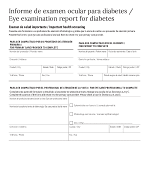 Eye Examination Report for Diabetes