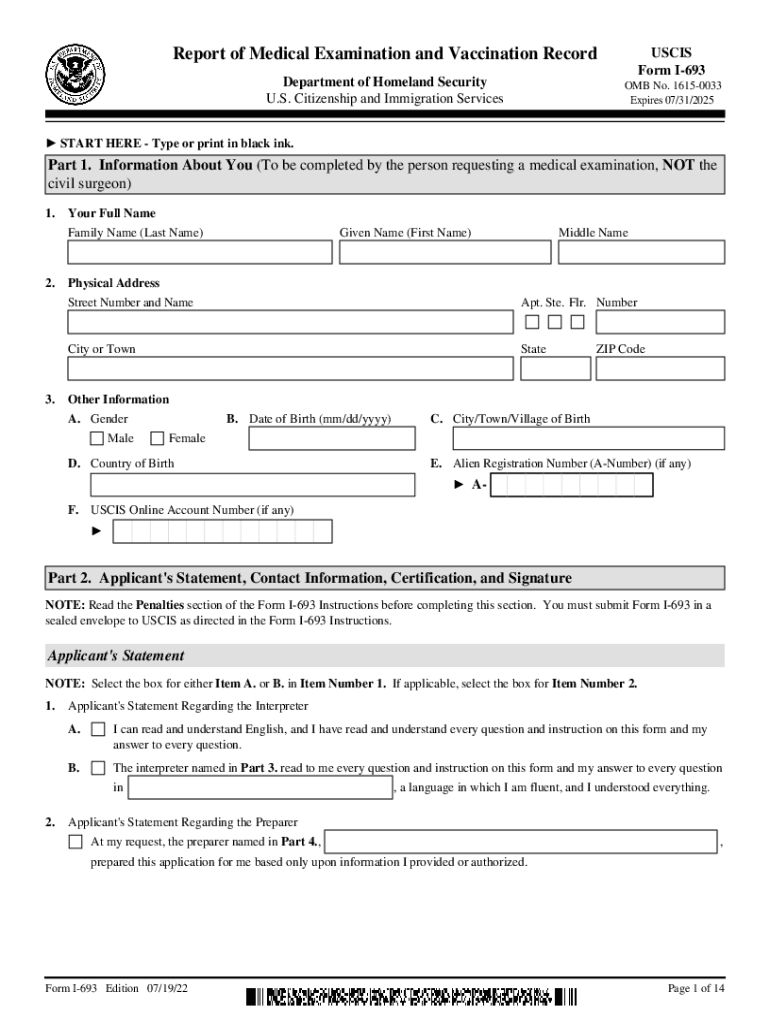 Form i 693 medical Fill out & sign online DocHub