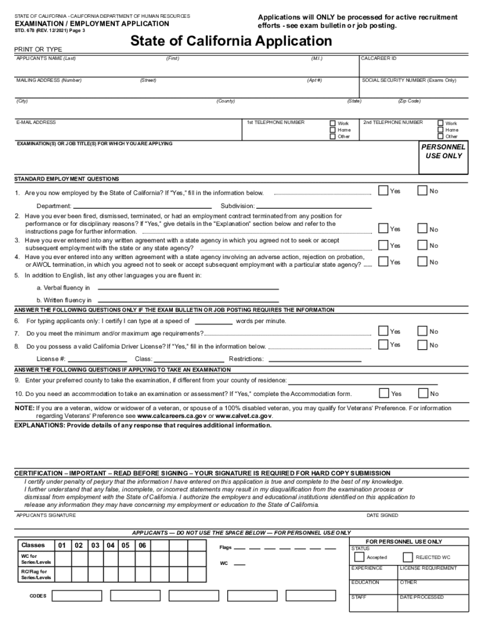 Free employment forms