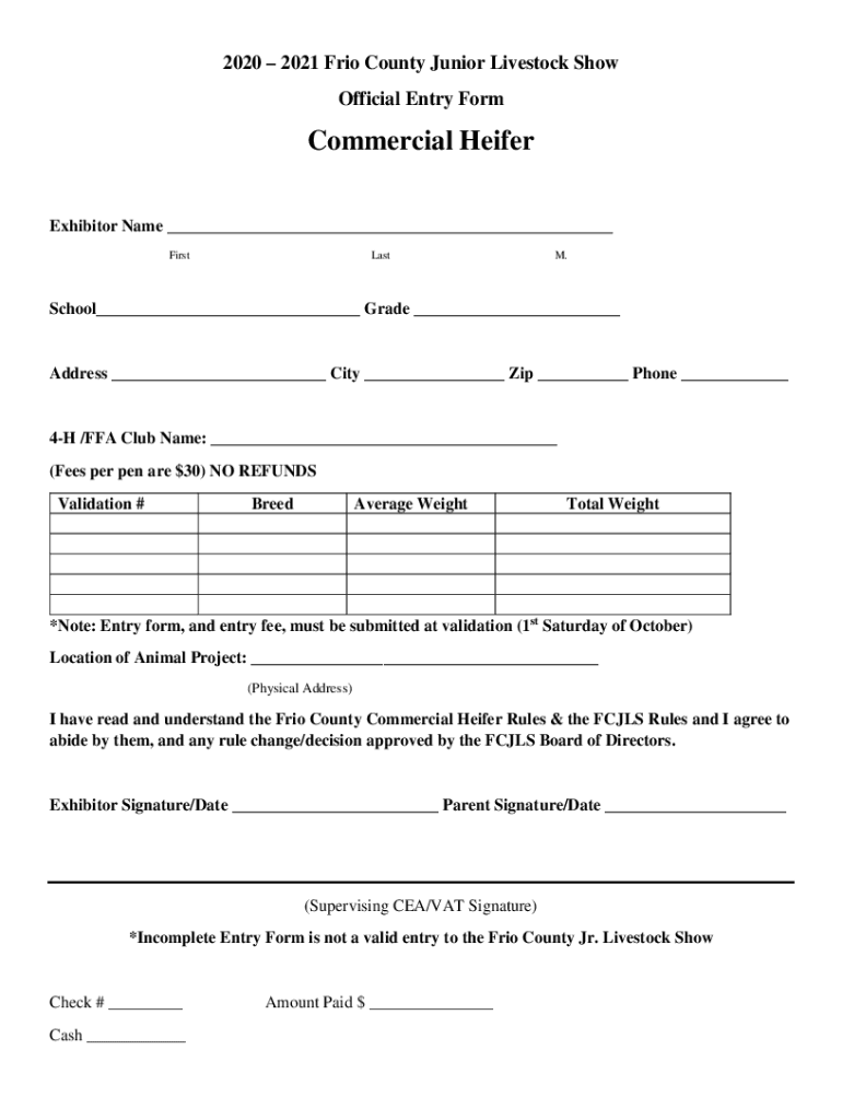 Fillable Online Frio County Junior Livestock Show Rules and Regulations
