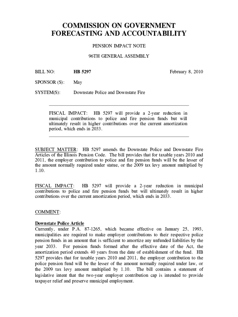 Fillable Online Bill Status for HB5297 Illinois General Assembly Fax