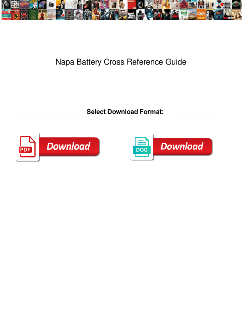 Fillable Online Napa Battery Cross Reference Guide. Napa Battery Cross