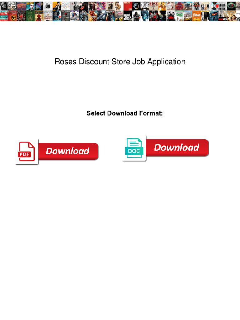 Fillable Online Roses Discount Store Job Application. Roses Discount