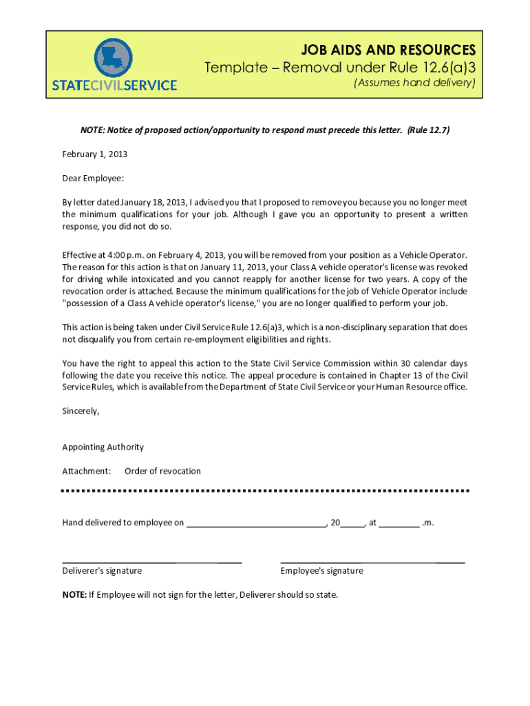 Fillable Online Removal under Rule 12.6(a)3 Louisiana State Civil