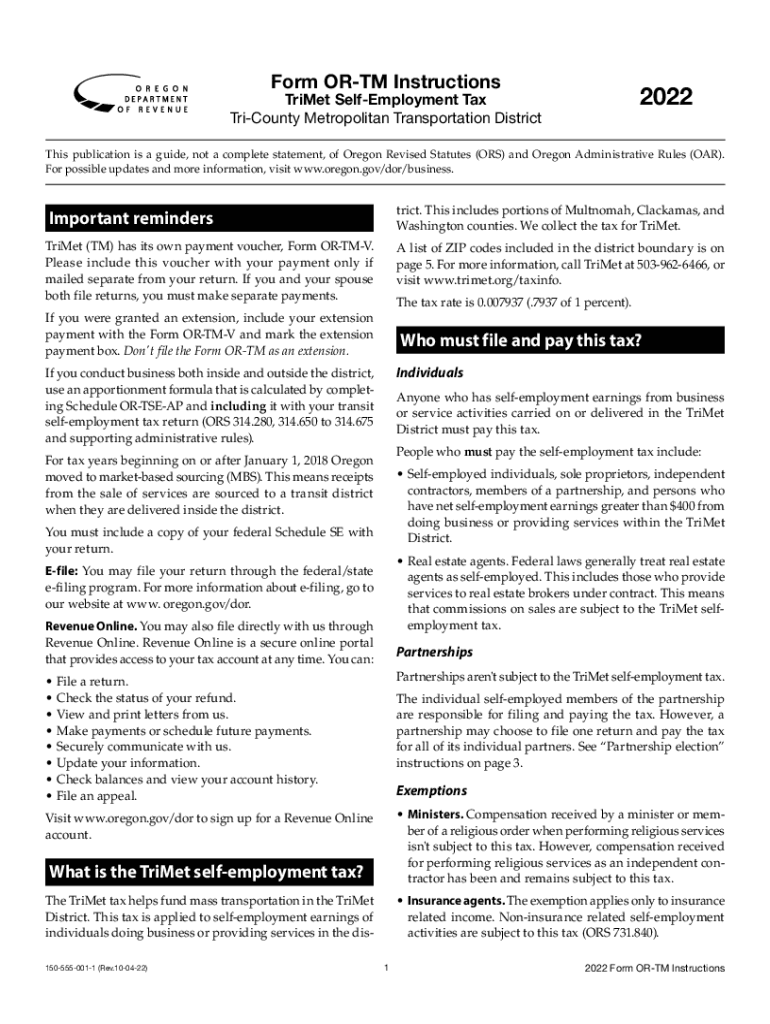 tri county metropolitan transportation district self employment tax Preview on Page 1