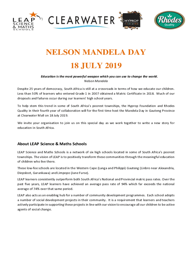 Fillable Online leapschool org Here are 10 of Nelson Mandela's most ...
