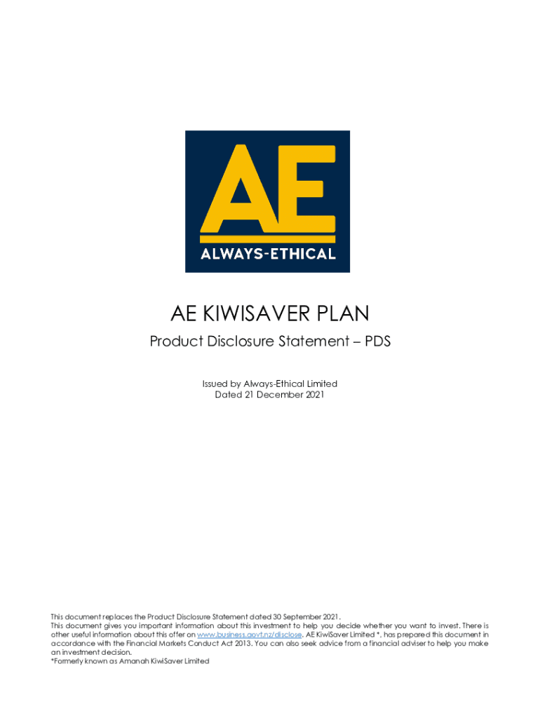 Fillable Online KiwiSaver Scheme Product Disclosure Statement NZ